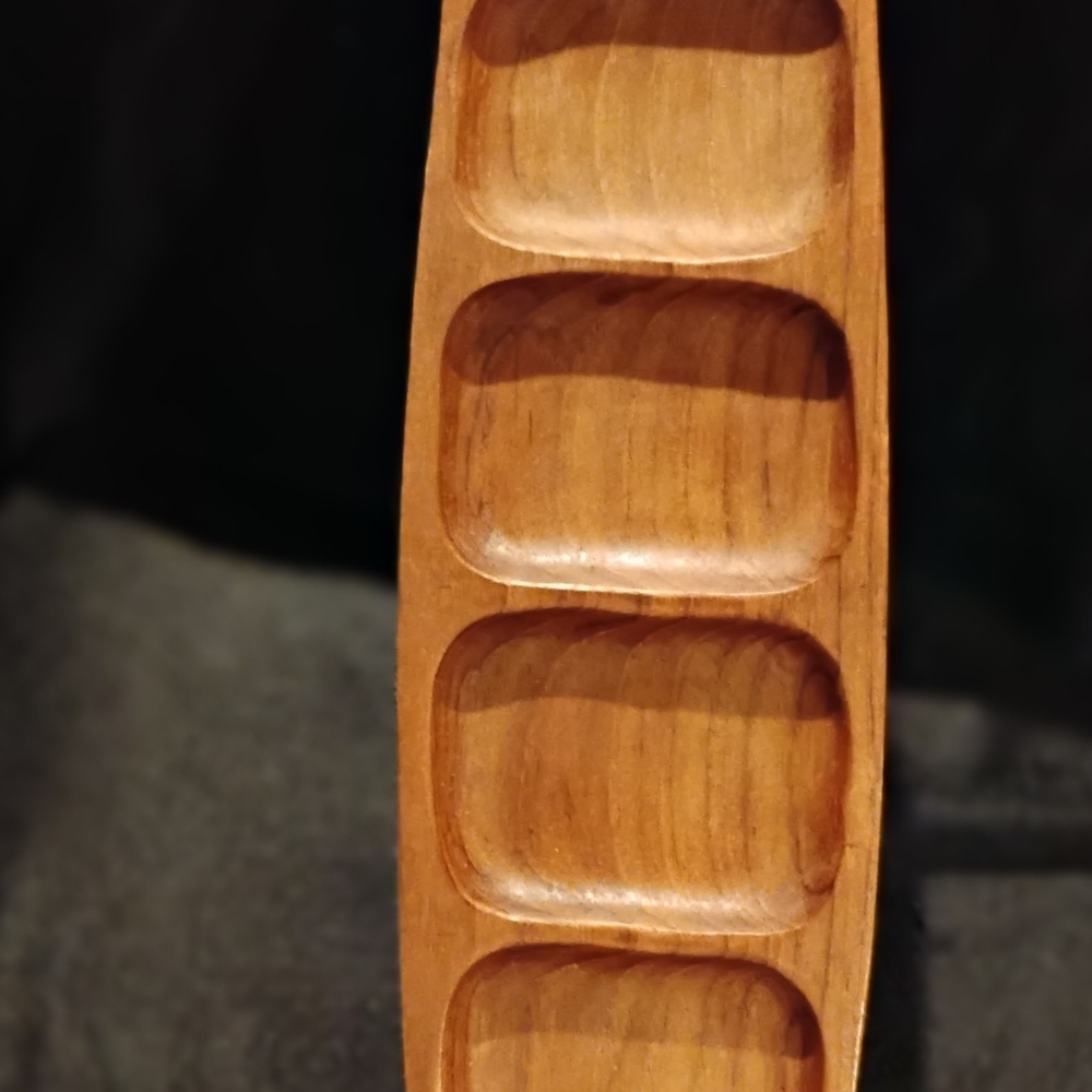 VNT 60's Solid, Hand Carved, Teak Wood, Surfboard Shaped, Platter w/ 6Partitions - Picture 3 of 7
